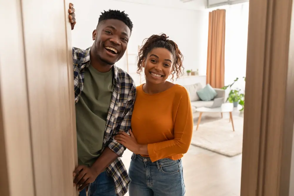 happy young couple smiling