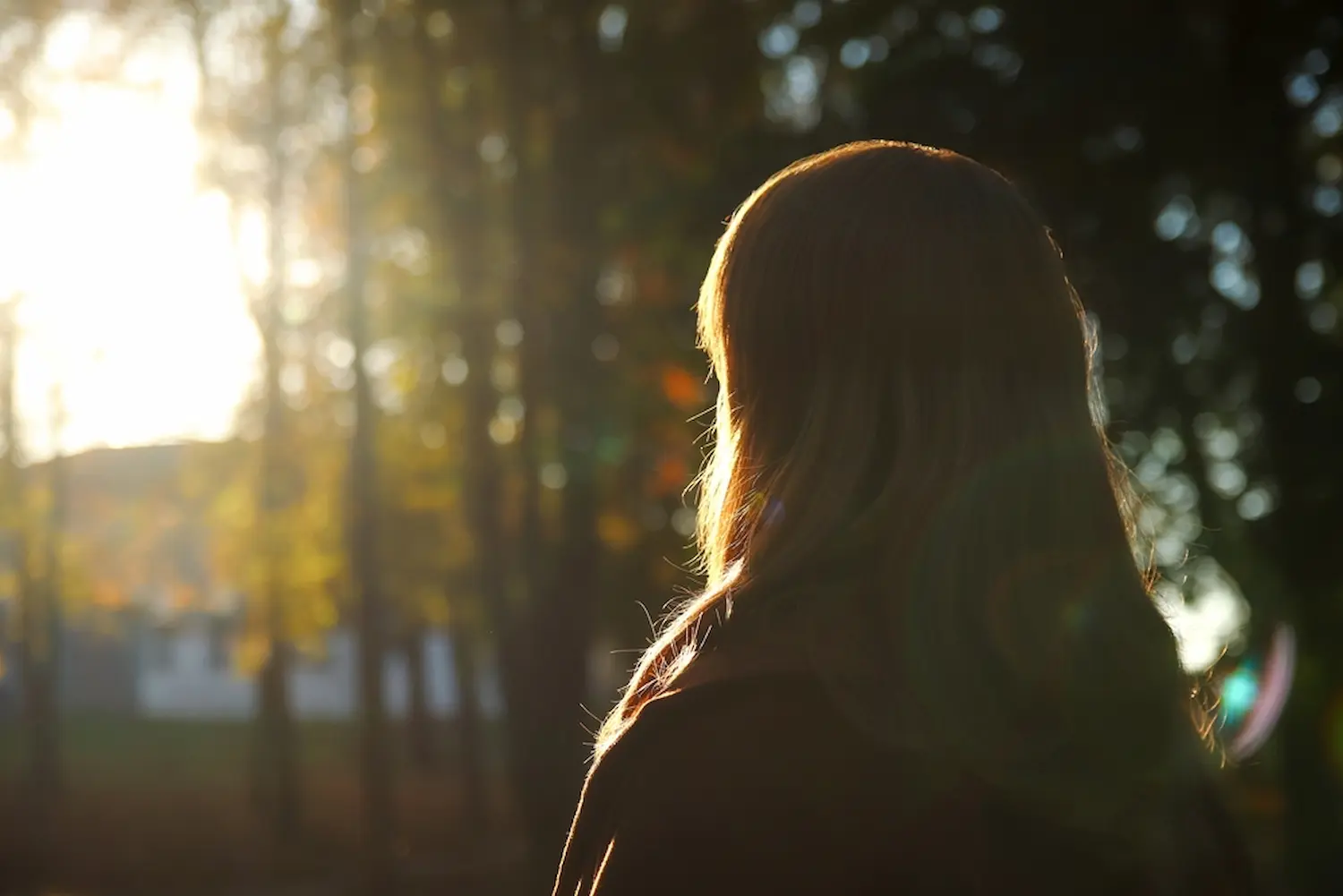 Woman standing in forest