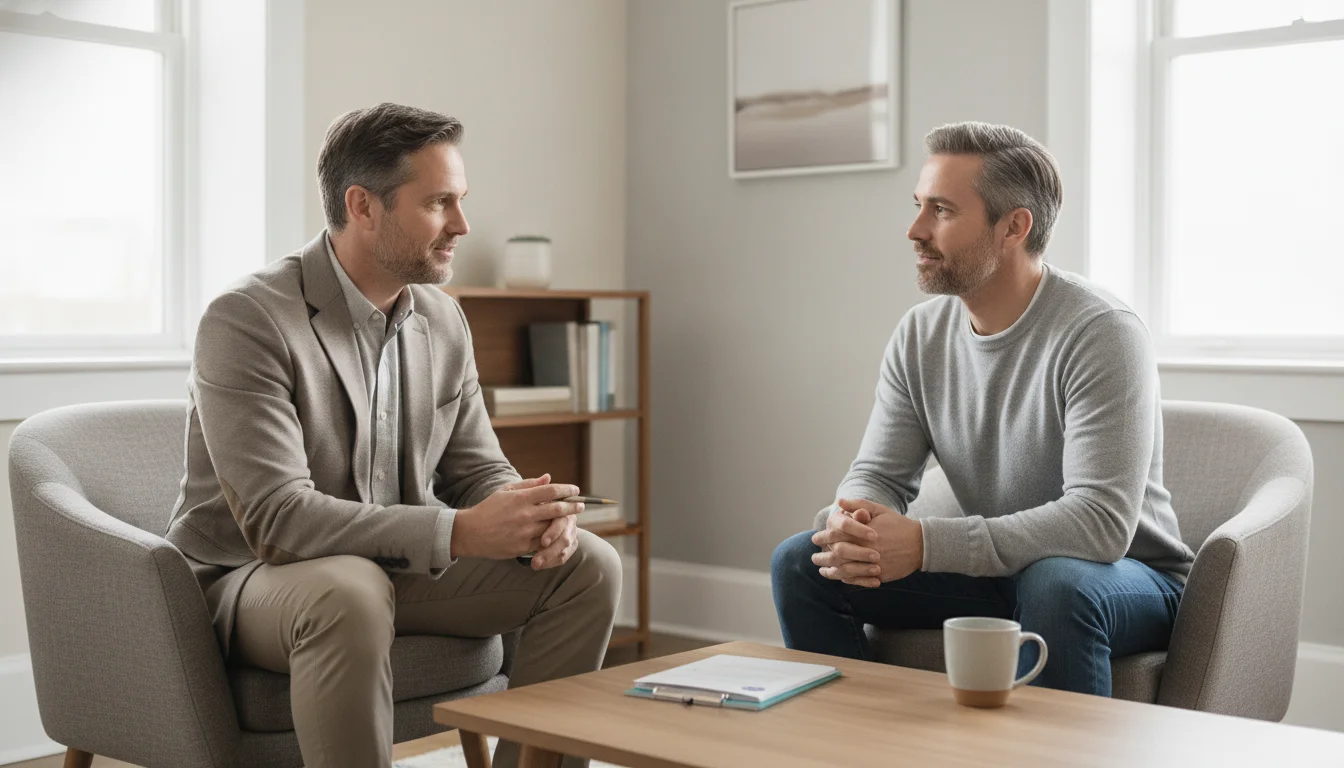 Mental health professional discussing OCD and depression treatment with a patient.