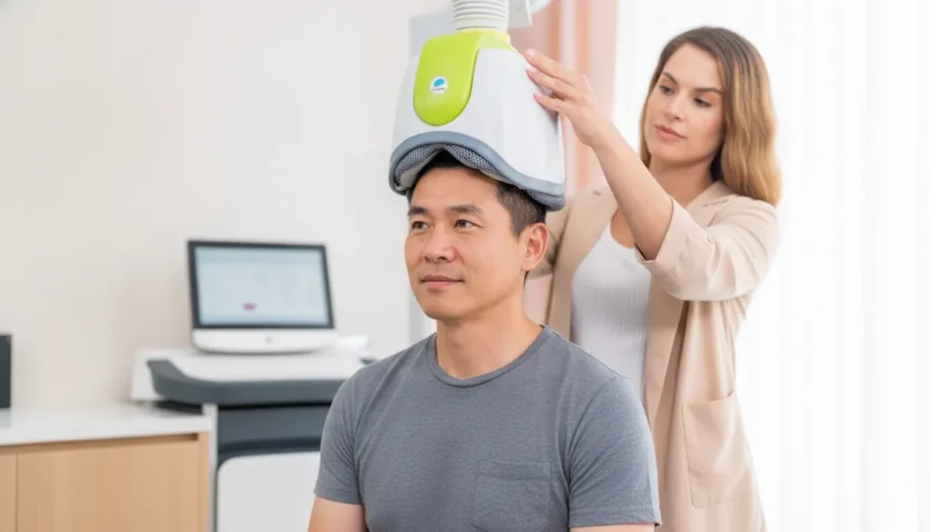 Patient preparing for a TMS consultation